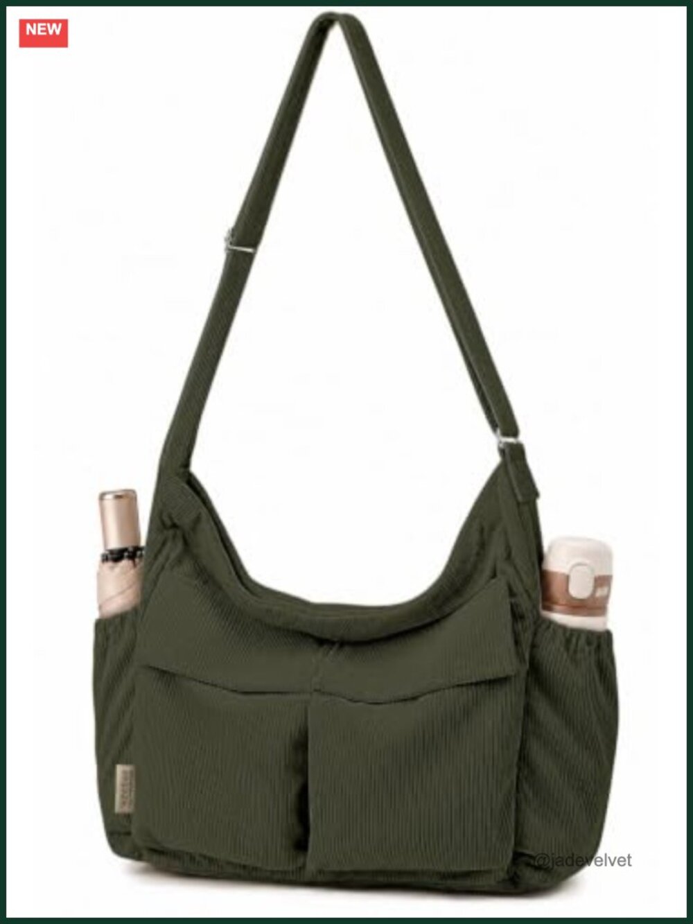Corduroy Messenger Hobo Bag Crossbody Tote with Adjustable Strap for Work